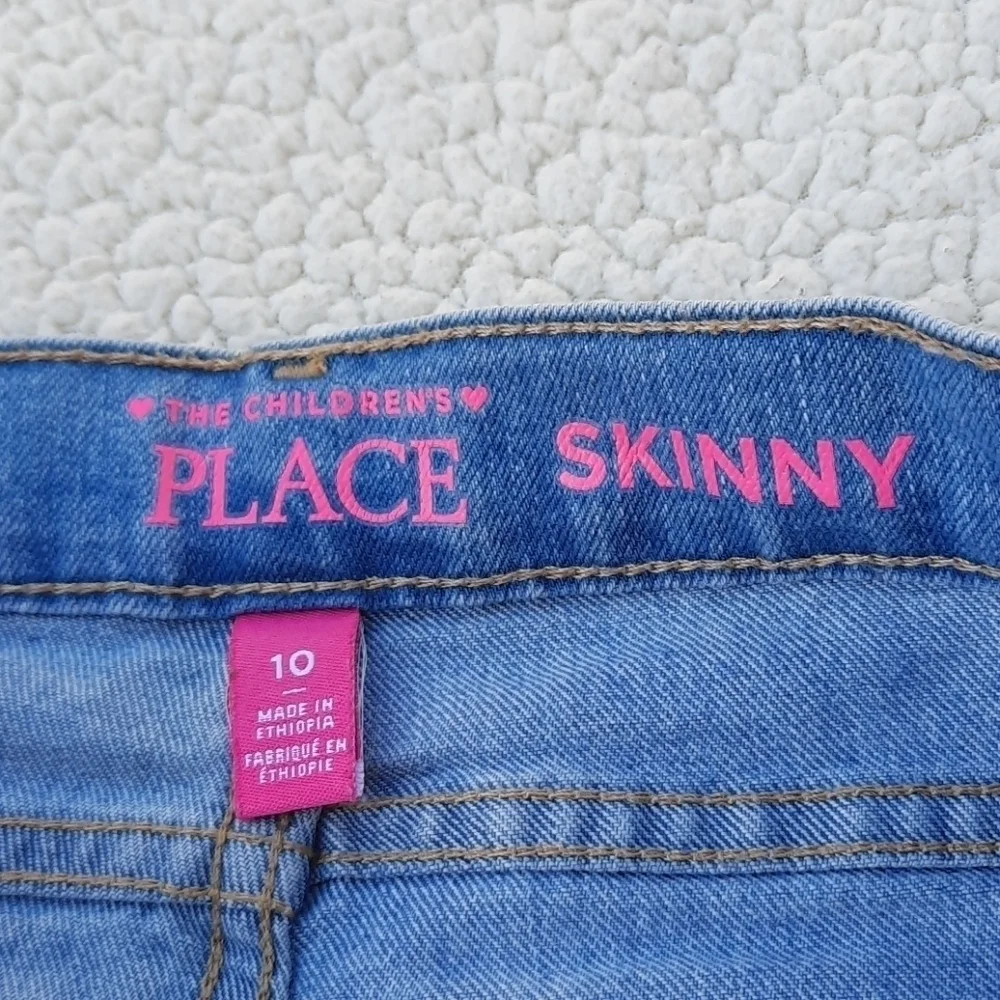 The Childrens Place Girls Skinny Jeans Blue Adjustable Waist Denim Pants Size 10